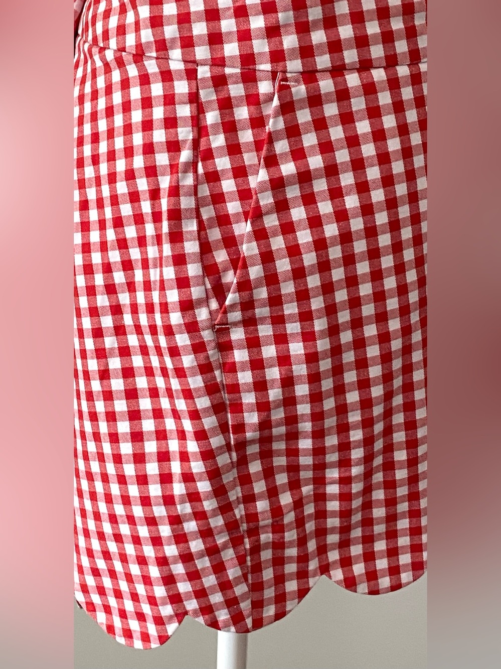 Crown&Ivy Womens 14 Red White Gingham Check Shorts Boho Fall Preppy Cottagecore - Picture 7 of 16